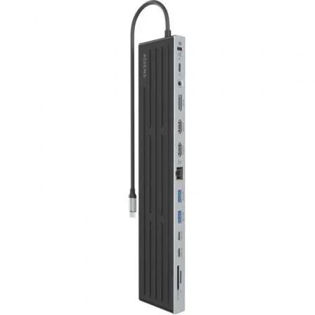 AISENS USB-C Dock 13 en 1 Gris con 2xHDMI, 1xDisplayPort y PD 100W